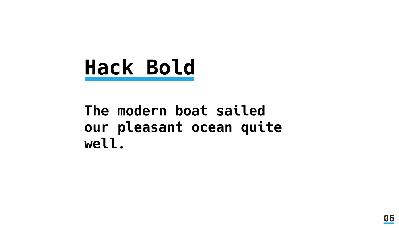 typography example with 'hack bold'