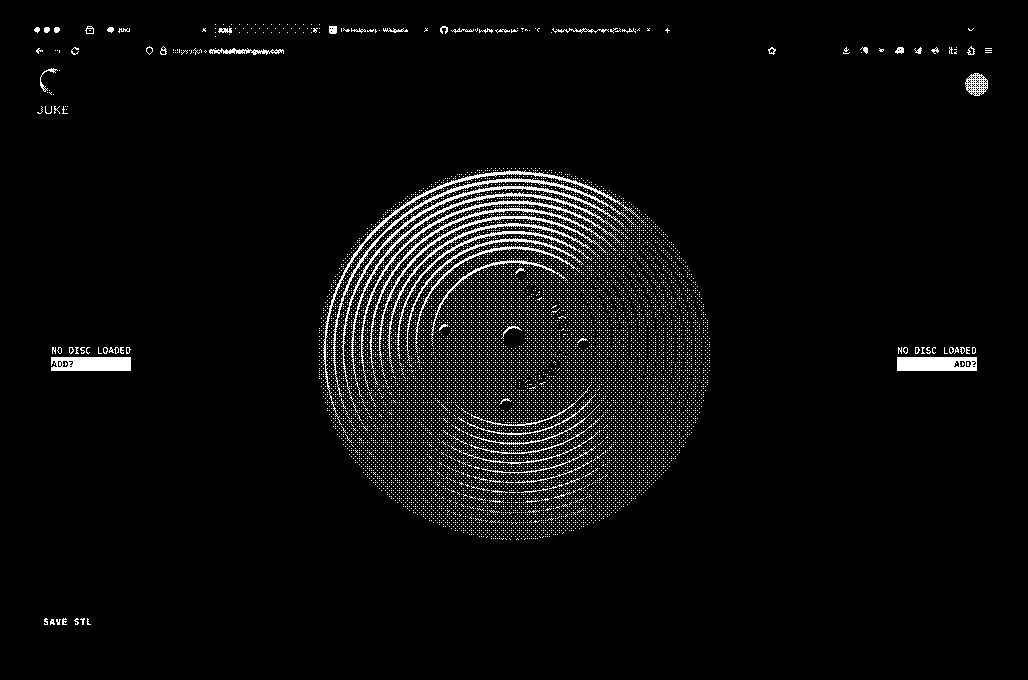 Dark theme, showcasing initial state with a blank disc